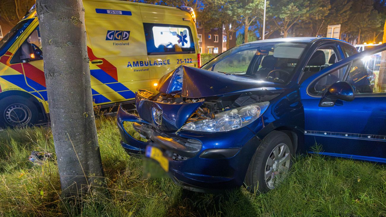 Automobilist gewond bij botsing op boom in Lelystad