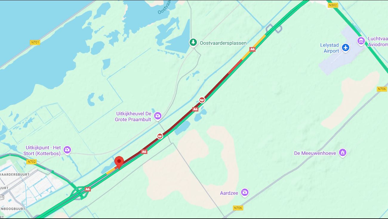 Nieuws - Veel vertraging door ongeval met meerdere voertuigen op A6